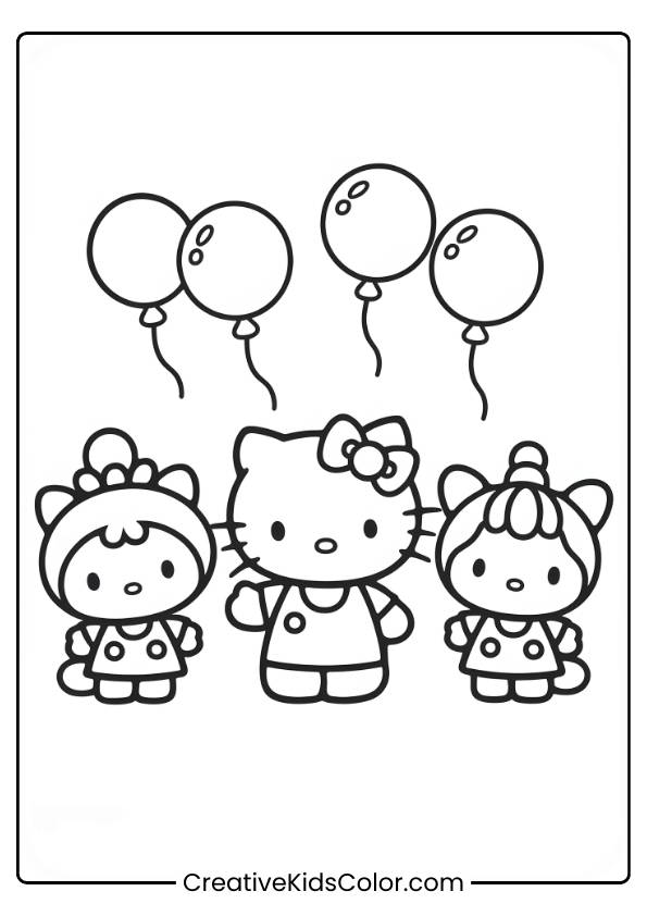 Hello Kitty Characters Coloring Page