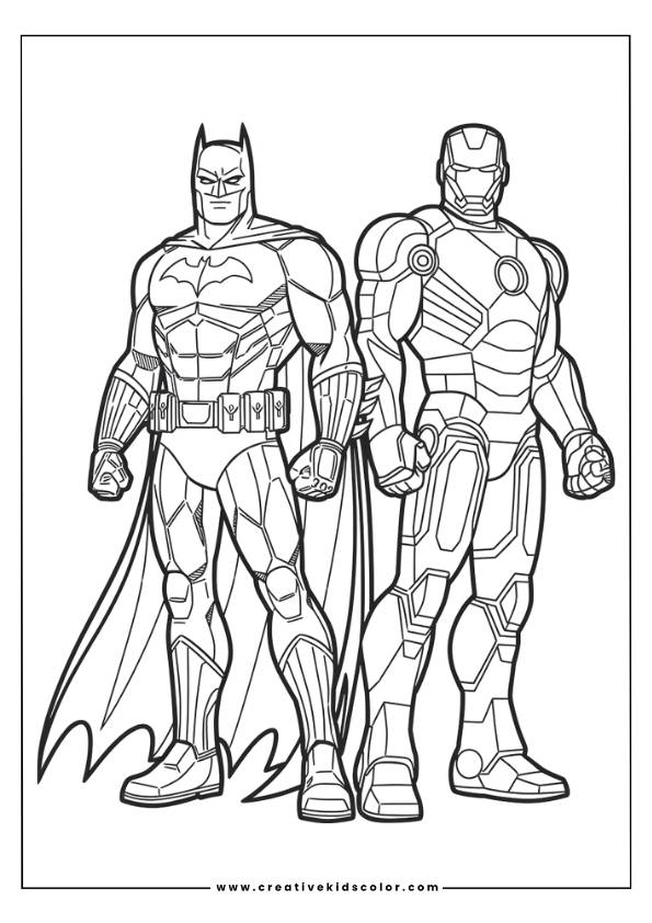 Batman And Iron Man Coloring Page