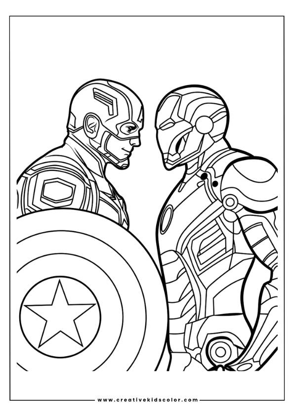 Captain America And Iron Man Coloring Page