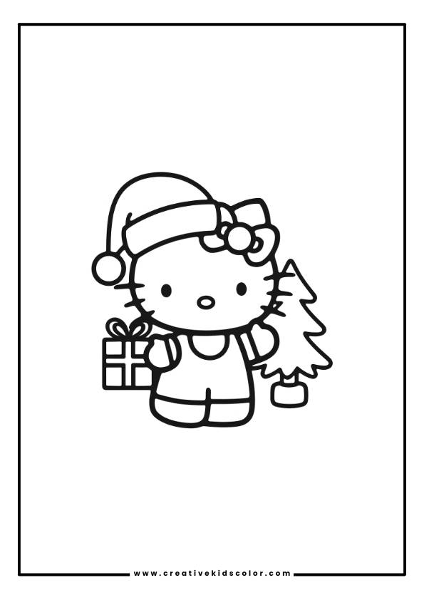 Hello Kitty Christmas Coloring Page