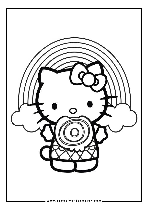 Cinnamon Roll Hello Kitty Coloring Page