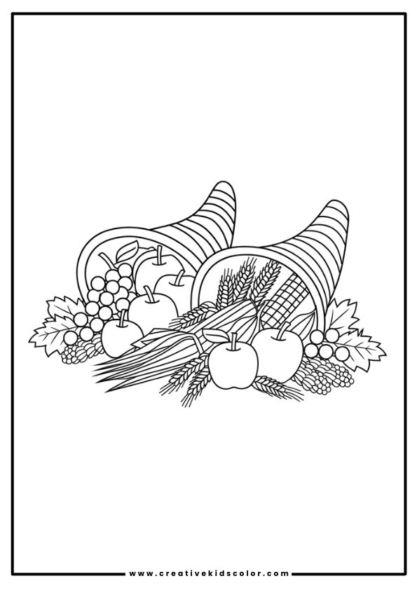 Cornucopia Thanksgiving Coloring Page