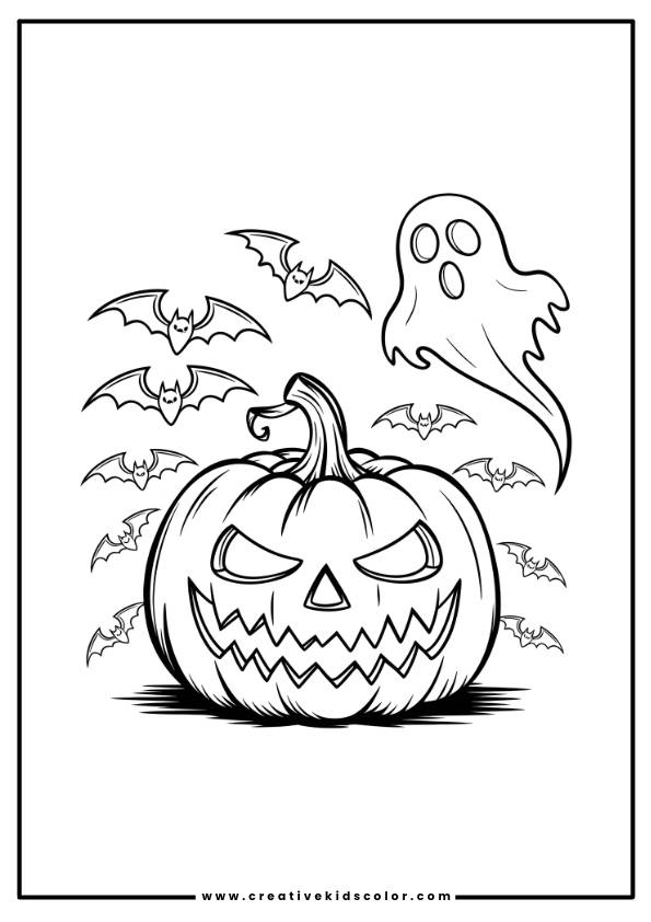Creepy Halloween Coloring Page