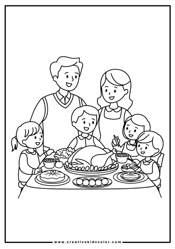 Dinner Thanksgiving Coloring Page