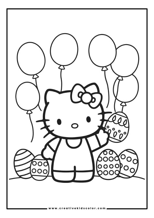 Hello Kitty Easter Coloring Page