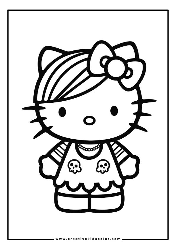 Emo Hello Kitty Coloring Page