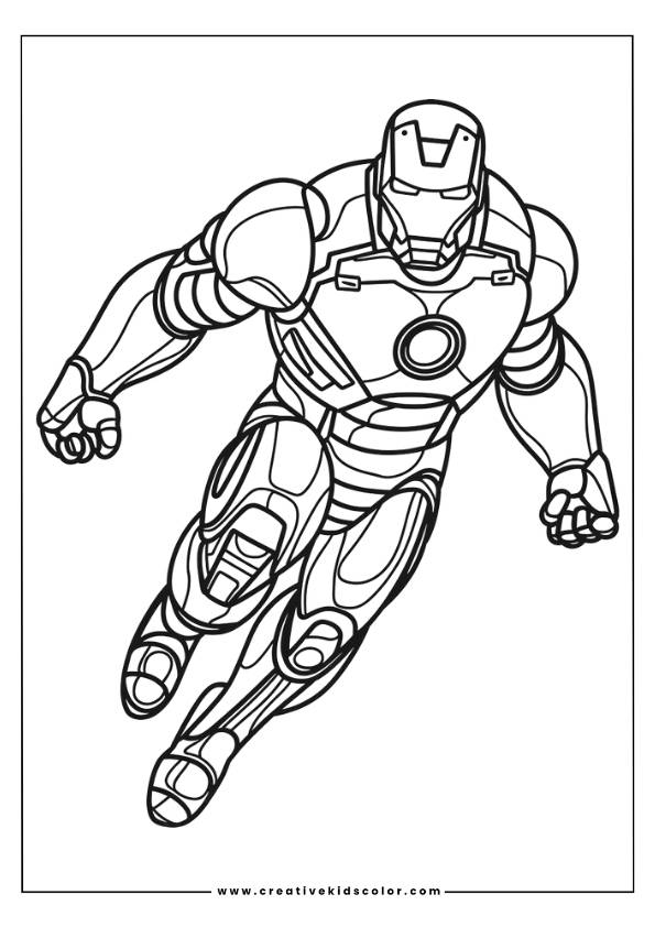 Iron Man Flying Coloring Page