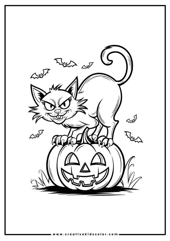 Halloween Cat Coloring Page