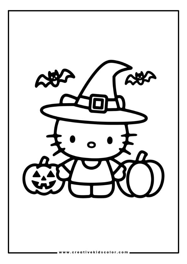 Halloween Hello Kitty Coloring Page