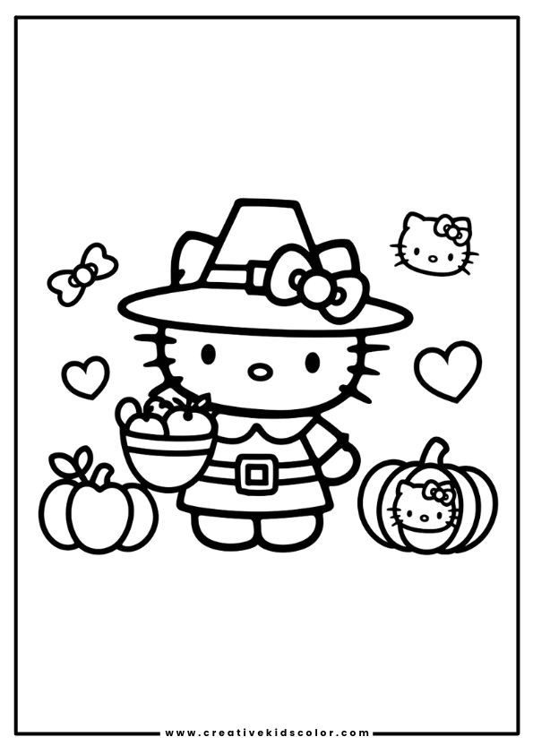 Hello Kitty Thanksgiving Coloring Page