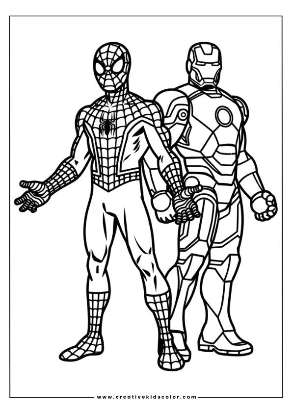 Spiderman And Iron Man Coloring Page