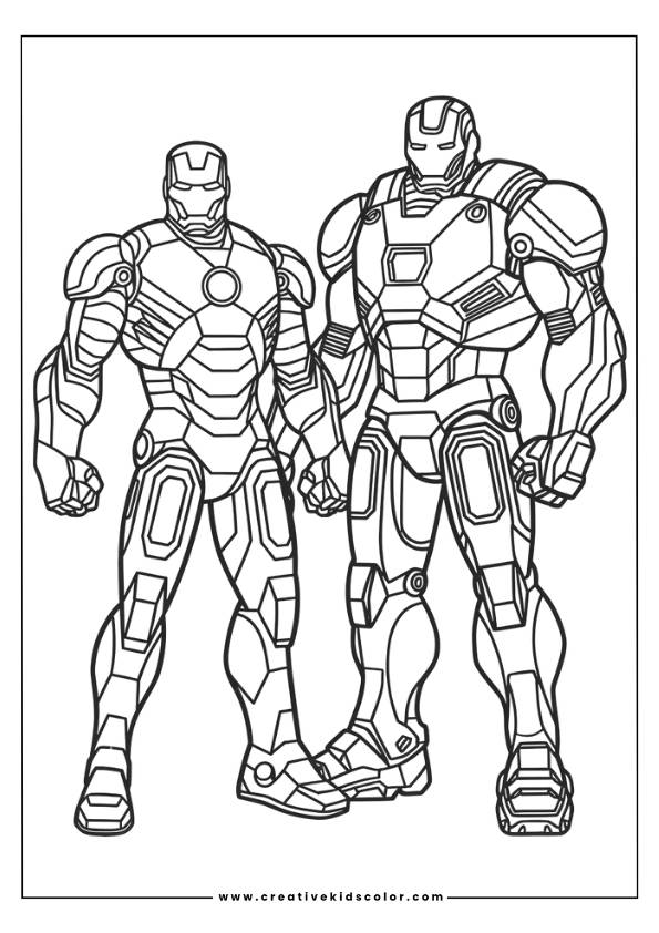 Iron Man And War Machine Coloring Page