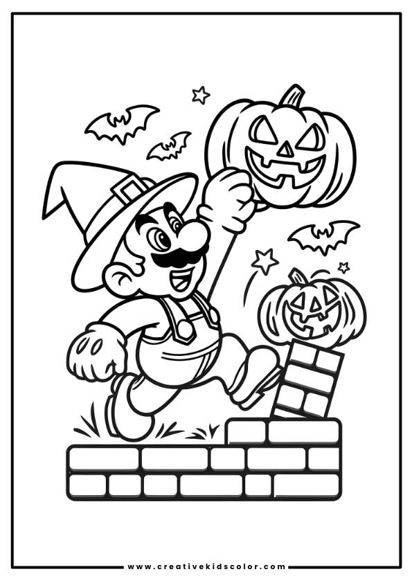 Mario Halloween Coloring Page