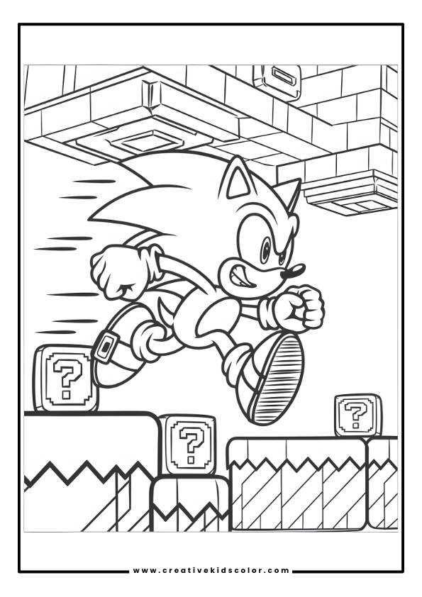 Sonic In Mario Universe Coloring Page