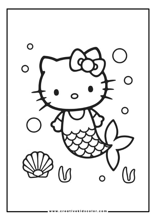 Hello Kitty Mermaid Coloring Page