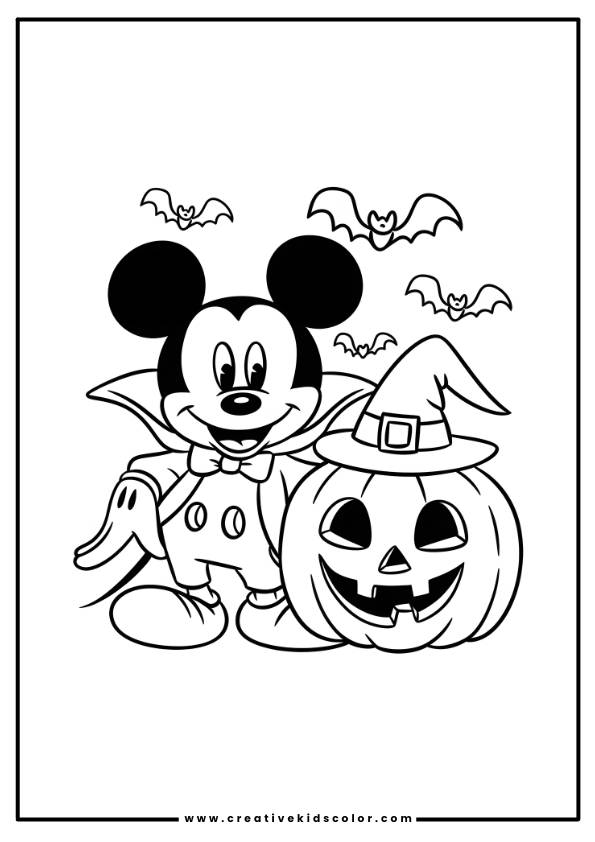 Mickey Mouse Halloween Coloring Page