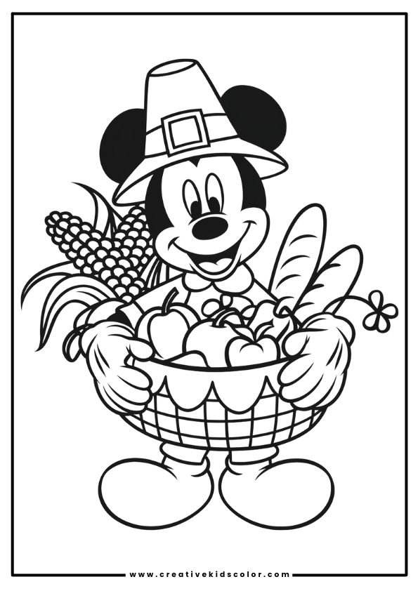 Mickey Mouse Thanksgiving Coloring Page