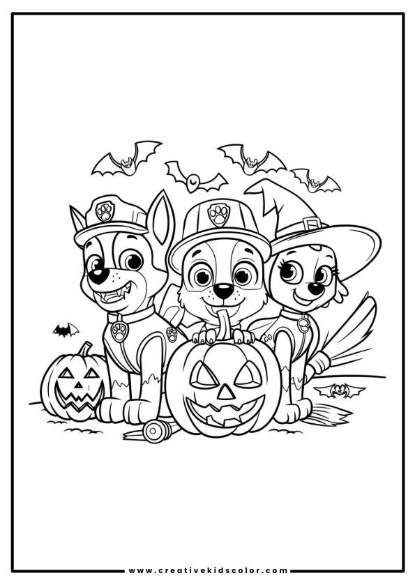 Paw Patrol Halloween Coloring Page