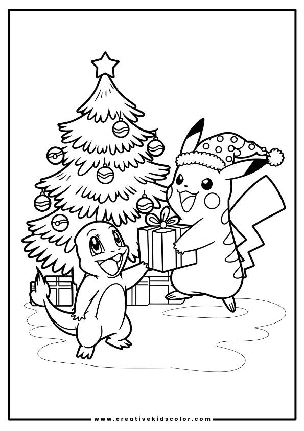Pokemon Christmas Coloring Pages
