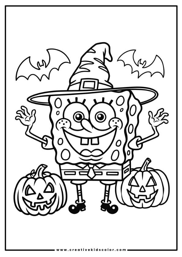 Spongebob Halloween Coloring Page