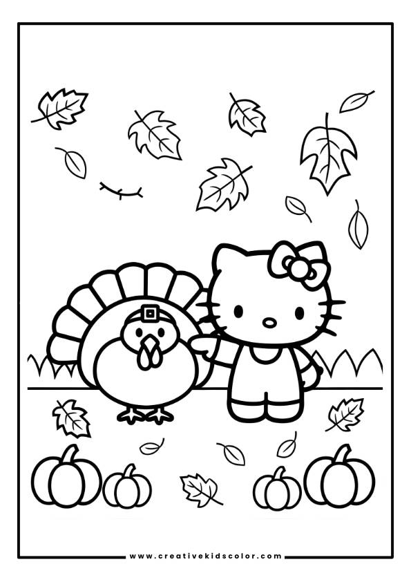 Hello Kitty Thanksgiving Coloring Page
