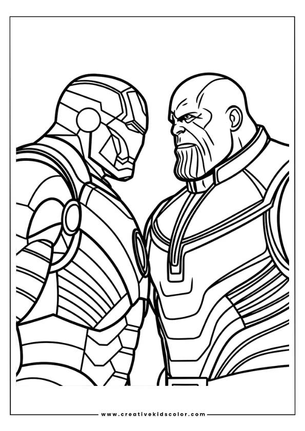 Iron Man And Thanos Coloring Page