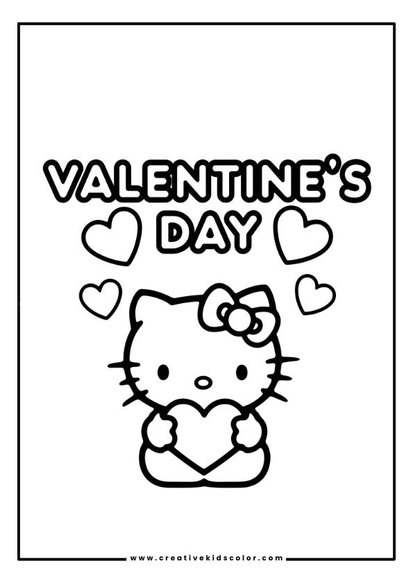 Hello Kitty Valentine’s Day Coloring Page