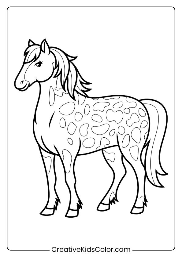 An Appaloosa Horse With Unique Spots, Perfect For A Detailed And Engaging Coloring Page.