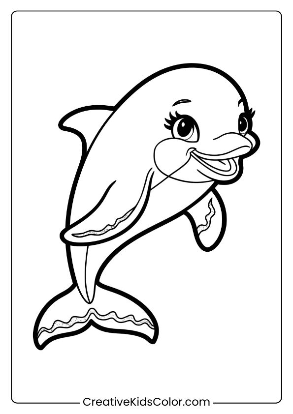 Barbie’s Dolphin With Glittery Fins, A Magical And Playful Coloring Page.