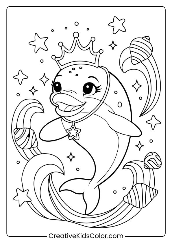 Barbie’s Dolphin With Decorative Elements, Creating A Magical Coloring Page.