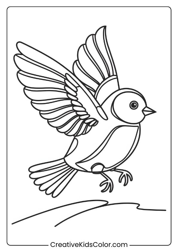 A Bird Spreading Its Wings, Perfect For A Simple And Educational Bird Coloring Page For Kids.
