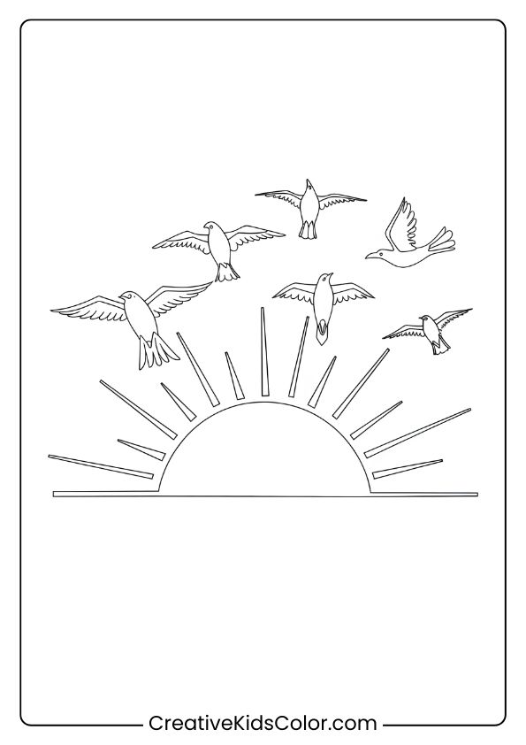 Birds Soaring Over A Sunset