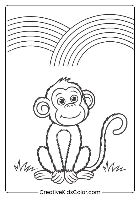 A Coloring Page Featuring A Monkey Peeking Out Of A Coconut, Giving A Curious And Playful Look.