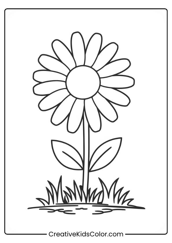 A Simple Daisy Growing In Grass, Highlighting Natural Beauty In A Clean, Straightforward Design.