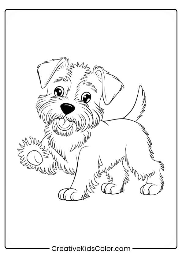 Furry Jack Russell Terrier Standing Excitedly With A Fluffy Coat In A Dog Coloring Page.
