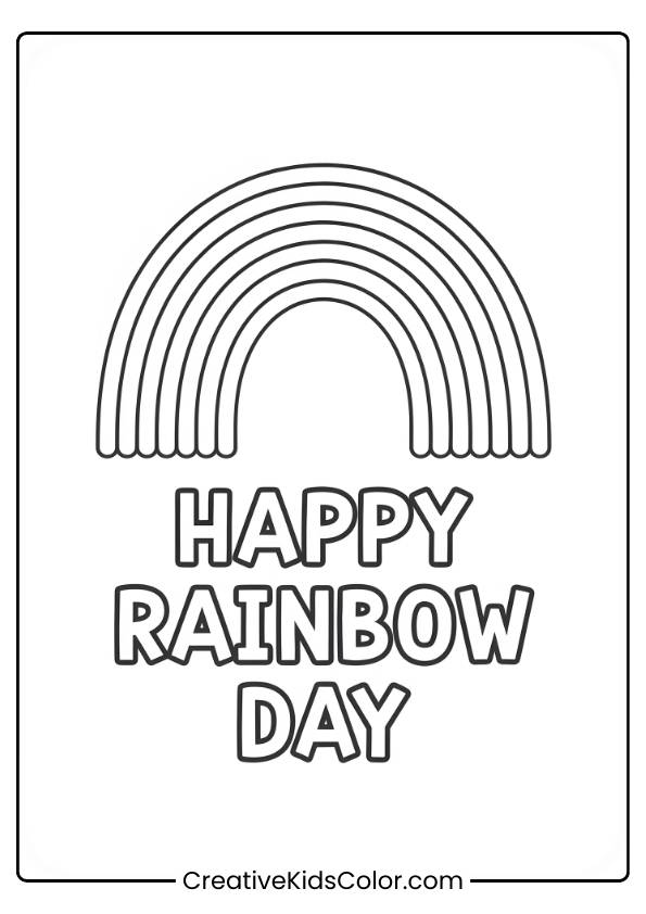 Celebrate Rainbow Day With A Cheerful Rainbow Design, Perfect For A Quick And Fun Coloring Activity.