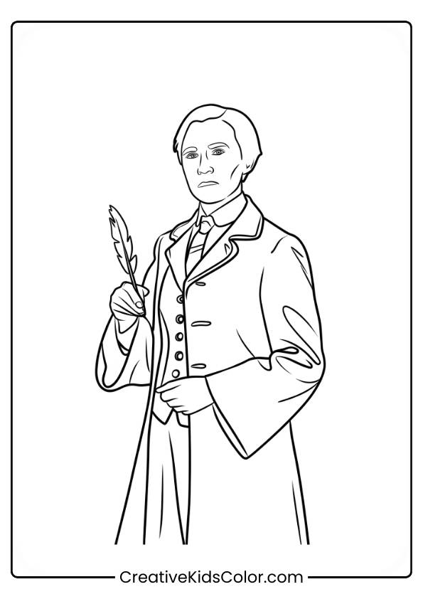 Professor Mcgonagall Holds A Quill Pen, Ready To Write, Exuding Wisdom And Authority In Her Office, In This Classic Coloring Page.
