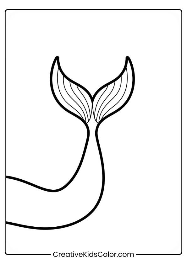 Mermaid Tail With Smooth, Wavy Lines And A Fan-Shaped Top In This Simple Coloring Page For Kids.