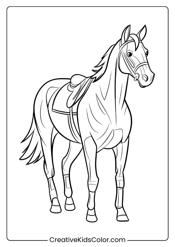 A Racing Horse In Sleek Form, Capturing A Competitive Spirit For A Detailed Coloring Page.
