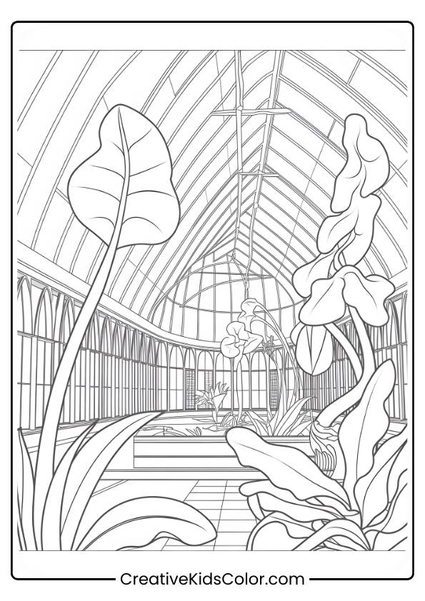 The Hogwarts Greenhouses Are Depicted With Various Magical Plants, Creating A Sense Of Wonder And Enchantment In This Detailed Coloring Page.