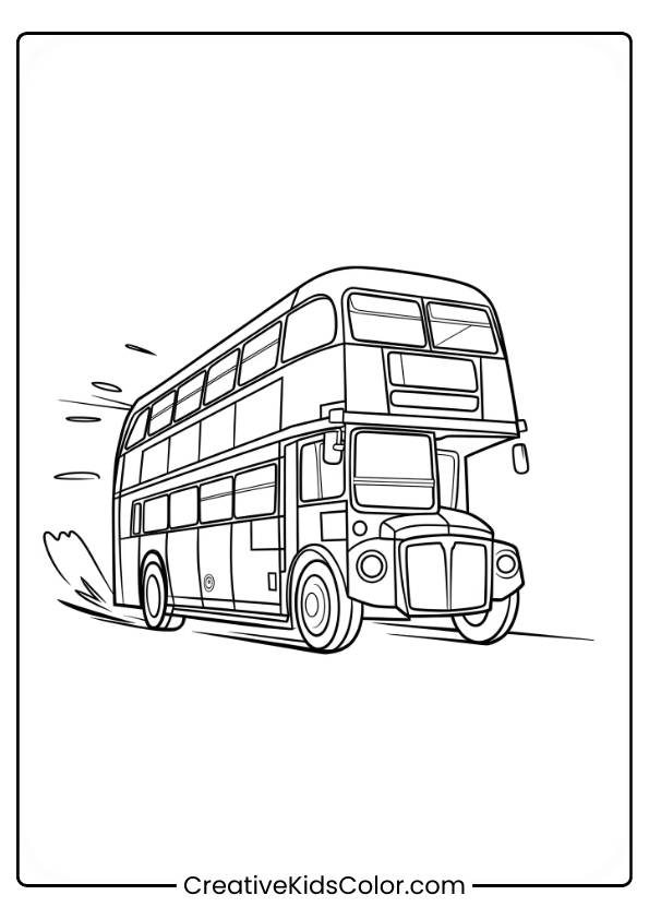 The Knight Bus Speeds Through London, Leaving A Trail Of Motion As It Navigates The Magical World, In This Exciting Coloring Page.