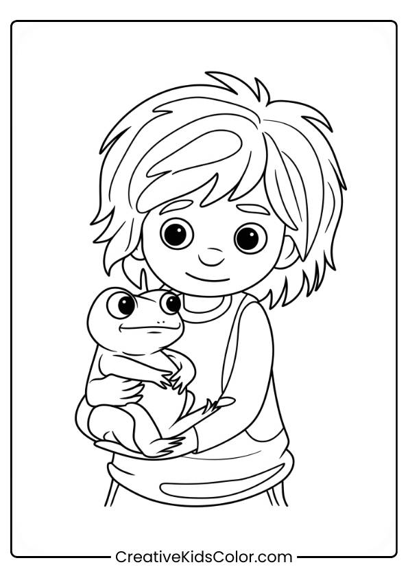 Neville Longbottom Is Shown Holding Trevor The Toad, Displaying A Gentle Bond Between The Two, In This Heartwarming Coloring Page.