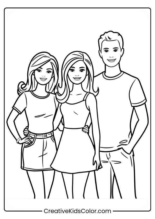 Barbie And Friends Coloring Page