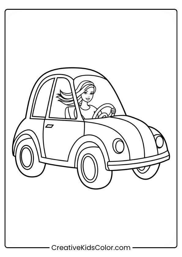 Barbie Car Coloring Page