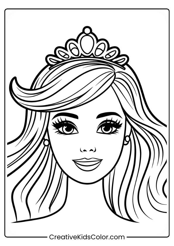 Barbie Face Coloring Page