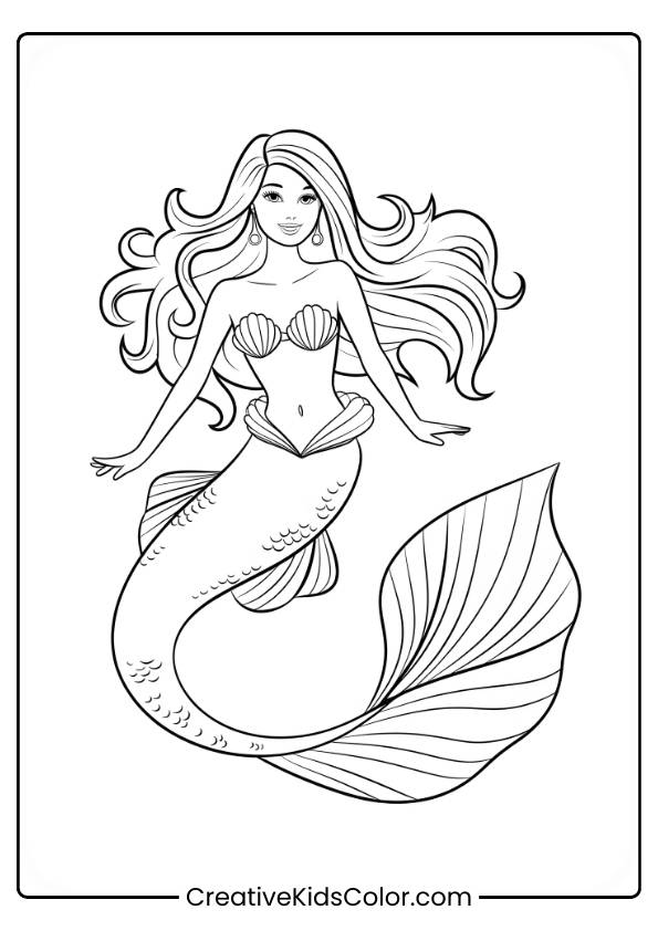 Barbie Mermaid Coloring Page