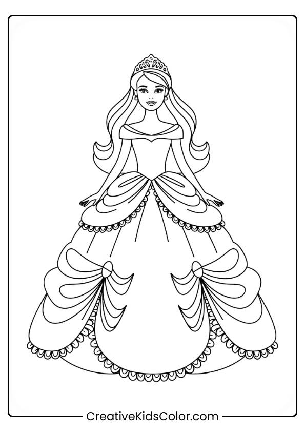 Barbie Princess Coloring Page