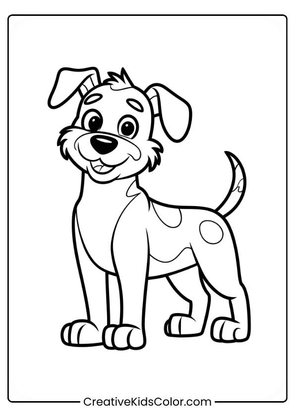 Clifford The Big Red Dog Standing Upright With A Wagging Tail In A Dog Coloring Page.