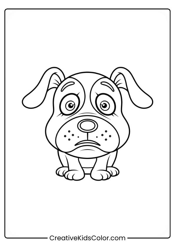 Surprised Dog With Floppy Ears And A Shocked Expression In A Dog Coloring Page.