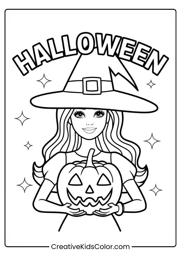 Barbie Halloween Coloring Page